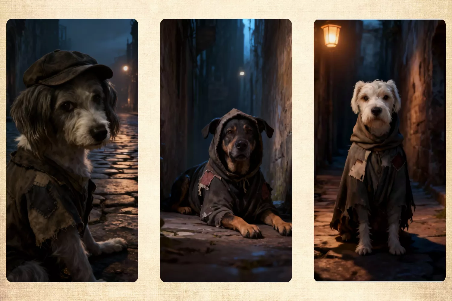 Tierporträt Hunde – die Bettlerbande in der Altstadt | PetPrint-Atelier