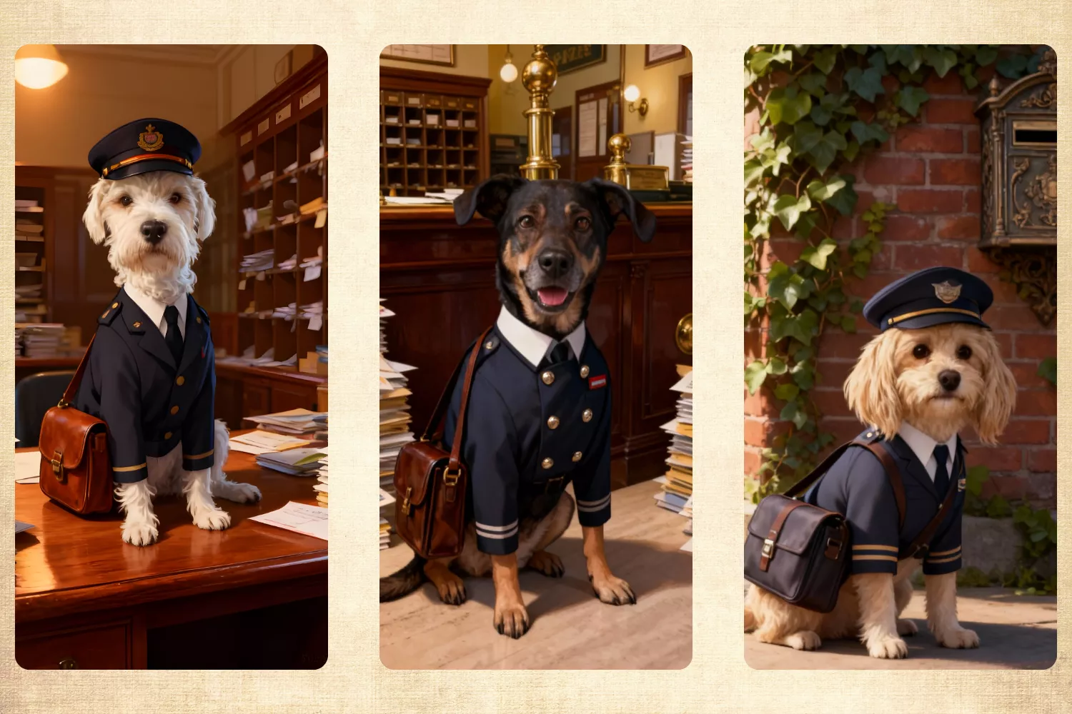 Tierporträt Hunde – die Postboten im Retro-Stil | PetPrint-Atelier